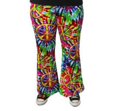 Costume femme Hippie pantalon long avec motif paix coloré