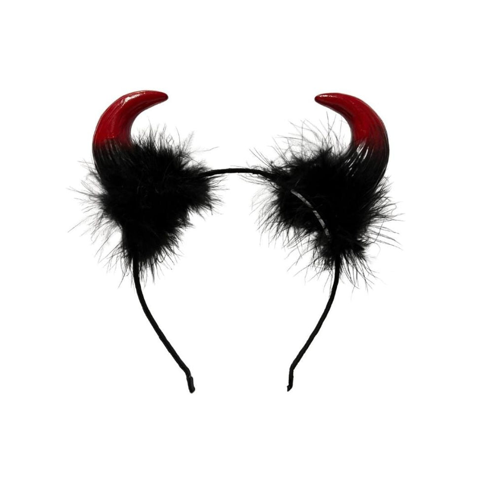Serre-tête cornes du diable avec fourrure noire