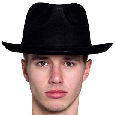 Chapeau de gangster en faux cuir noir pour adulte