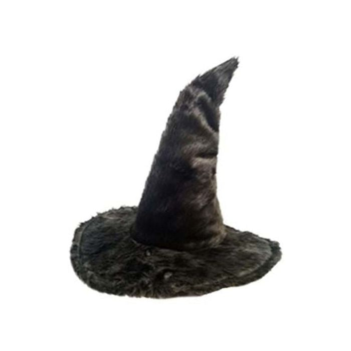 Chapeau de sorcière en fausse fourrure noire 18 po