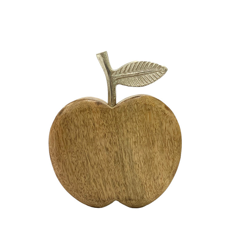 Pomme décorative en bois et pédoncule en métal