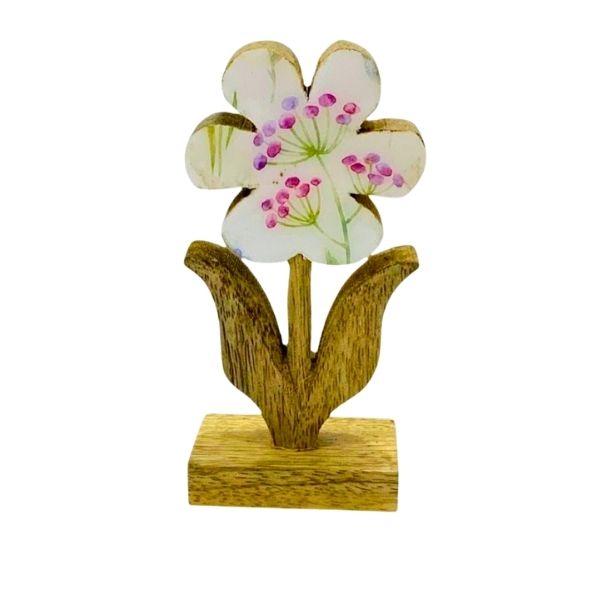 Fleur décorative en bois motif floral (petite)