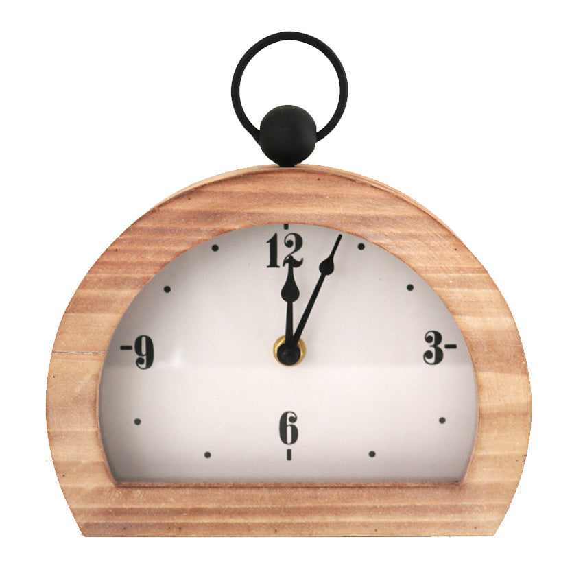 Horloge de table 15,24 cm x 20 cm x 4 cm cadre en bois avec fond blanc