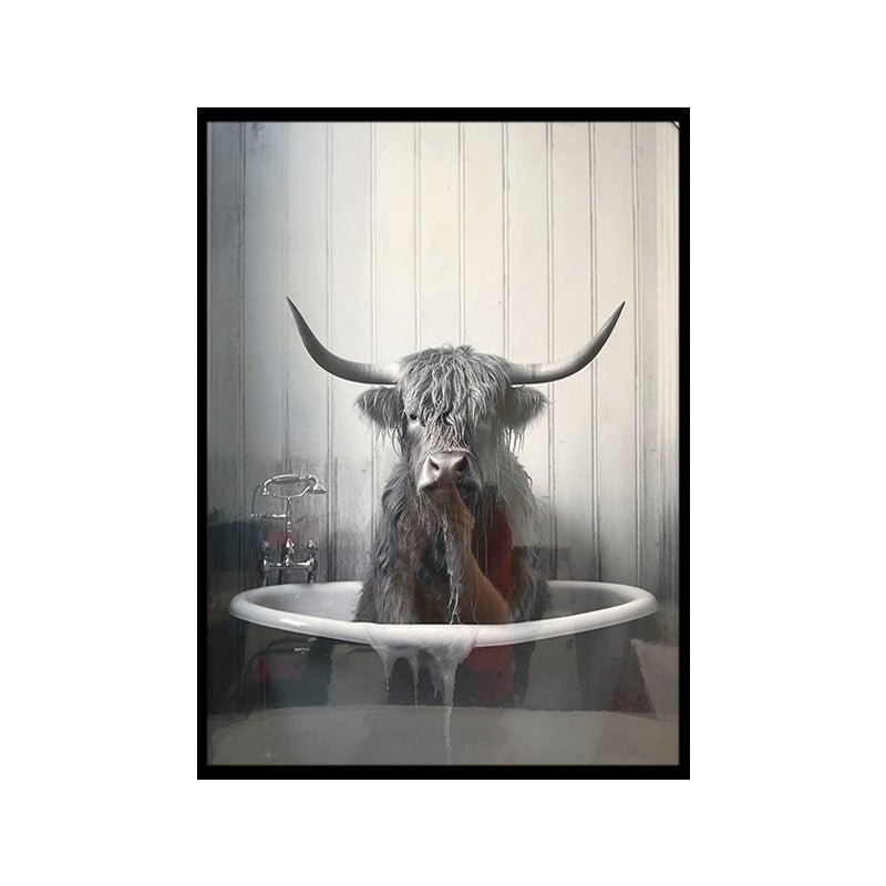 Cadre noir et blanc 40 cm x 70 cm x 2,5 cm Highland dans un bain