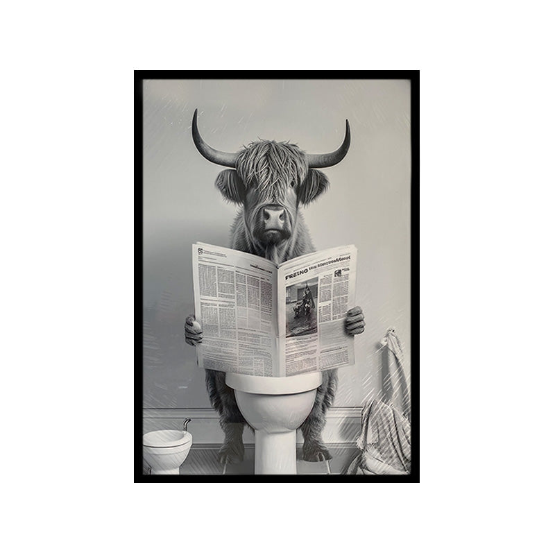 Cadre noir et blanc 40 cm x 60 cm x 2,5 cm Highland et journal