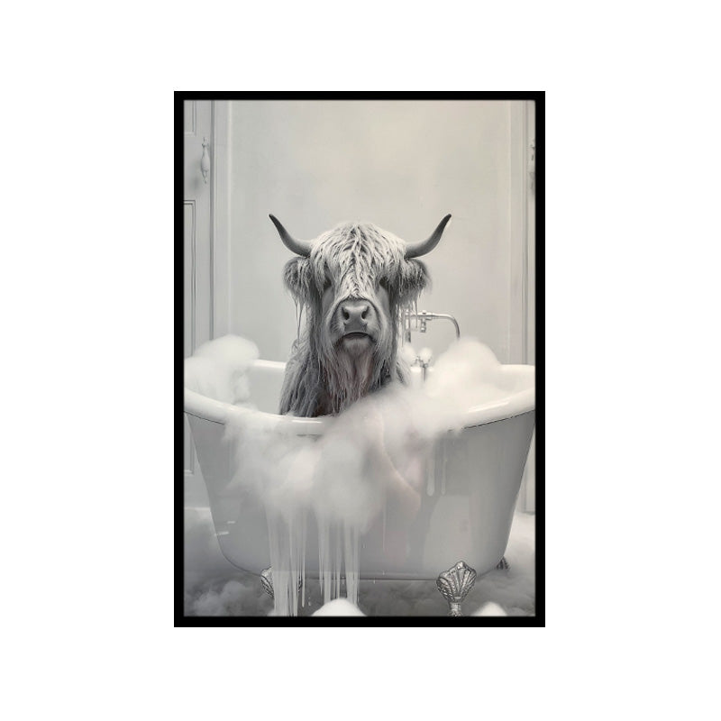 Cadre noir et blanc 40 cm x 60 cm x 2,5 cm Highland dans un bain