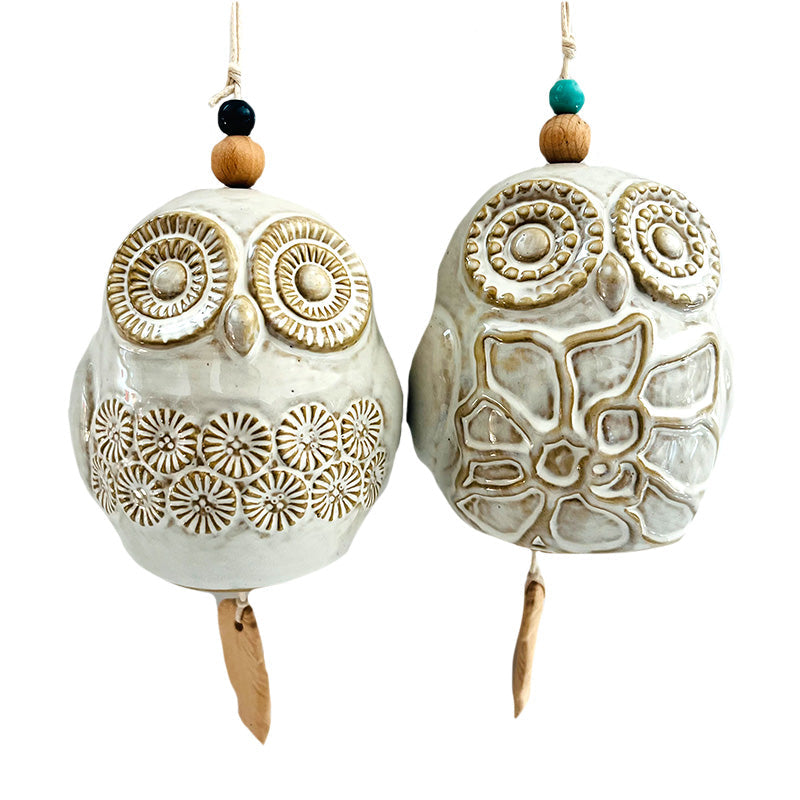 Cloche en céramique 10,6 cm x 9,6 cm x 8,8 cm hibou