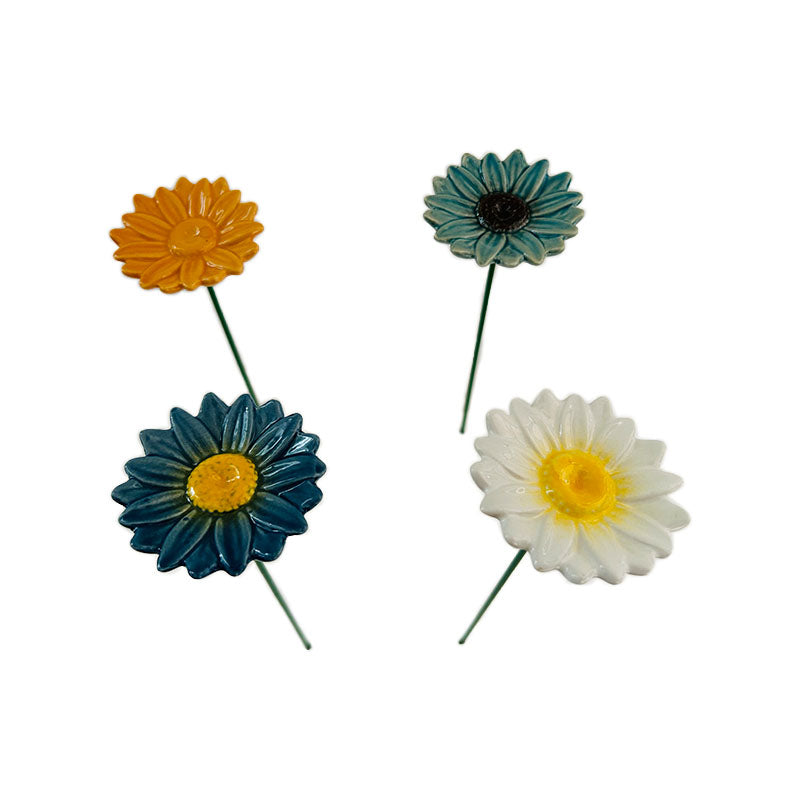 Fleur décorative en céramique avec tige de métal