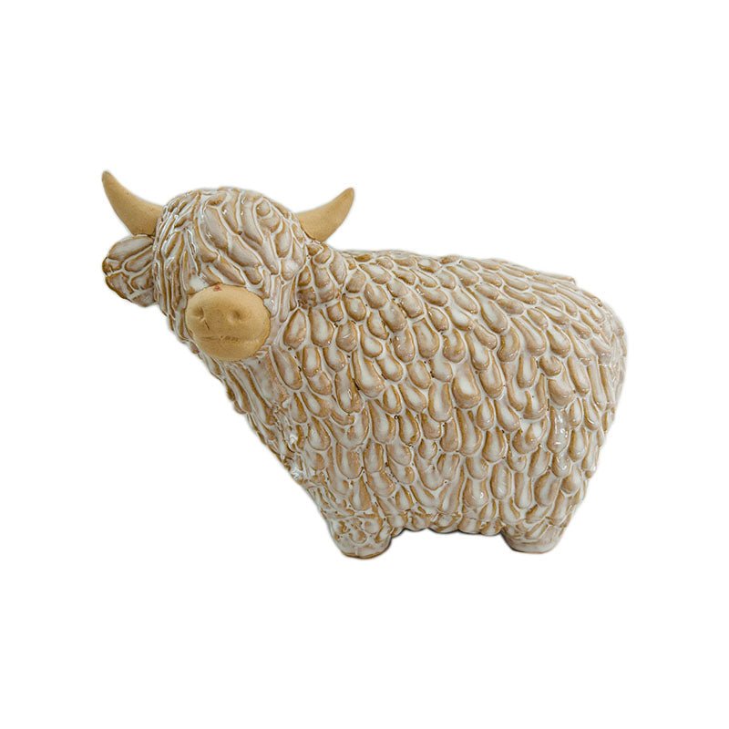 Vache Highland décorative 10,6 cm x 14,3 cm x 8,9 cm en résine