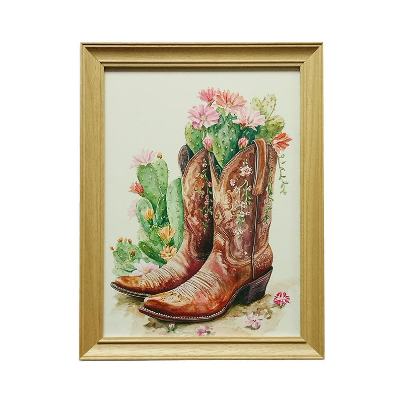 Tableau 30 cm x 40 cm x 2,5 cm botte de cowboy