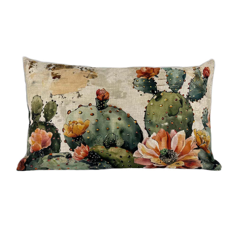 Coussin 20 po x 12 po cactus fleuri