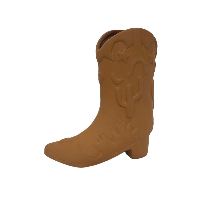 Cache-pot 15,8 cm x 6,9 cm x 17,8 cm en forme de botte de cowboy en terre cuite