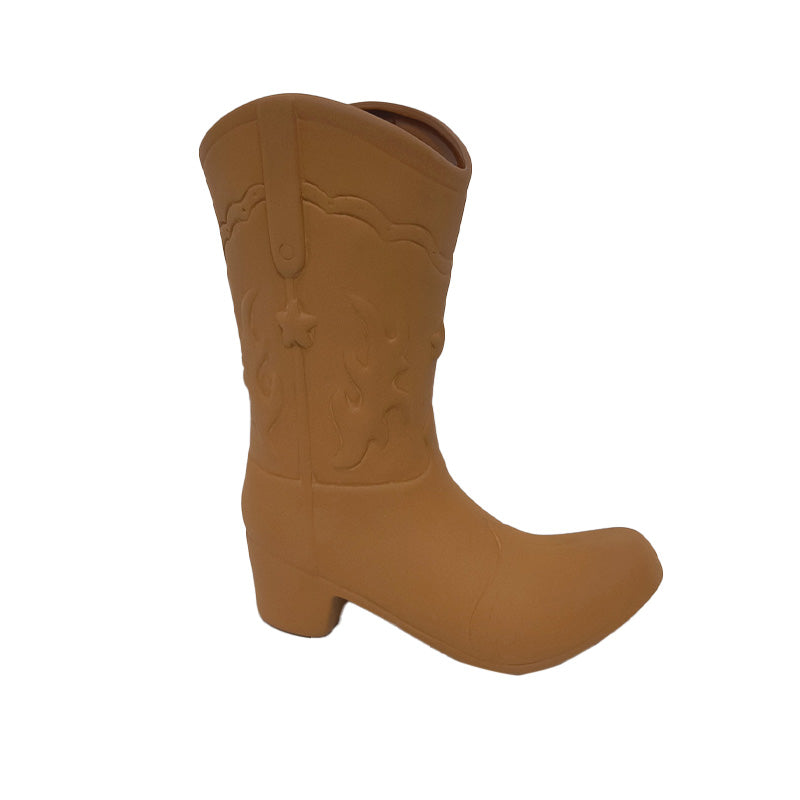 Cache-pot 17,5 cm x 7,7 cm x 20 cm en forme de botte de cowboy en terre cuite