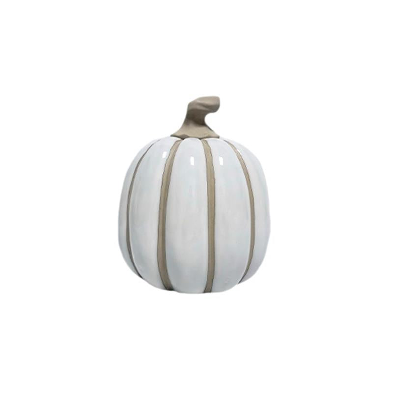 Citrouille en porcelaine blanche et grise