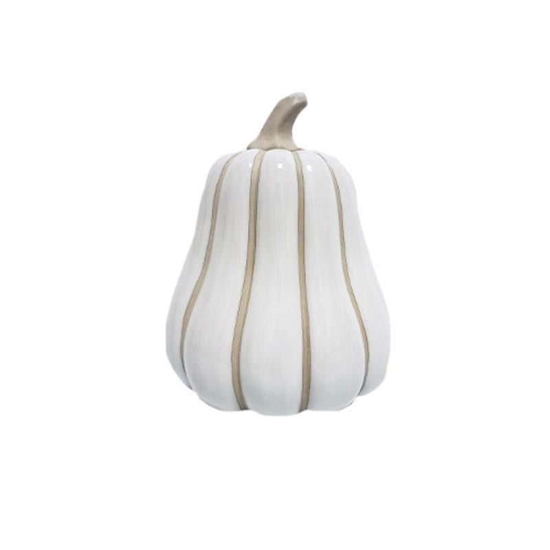 Citrouille en porcelaine blanche et grise