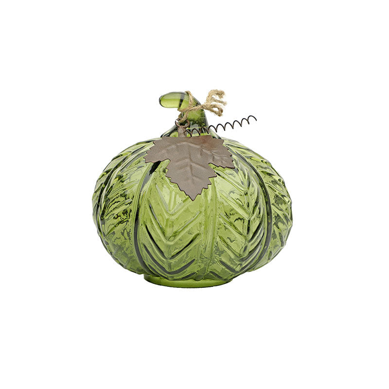 Citrouille décorative en verre 5 po x 5 po verte