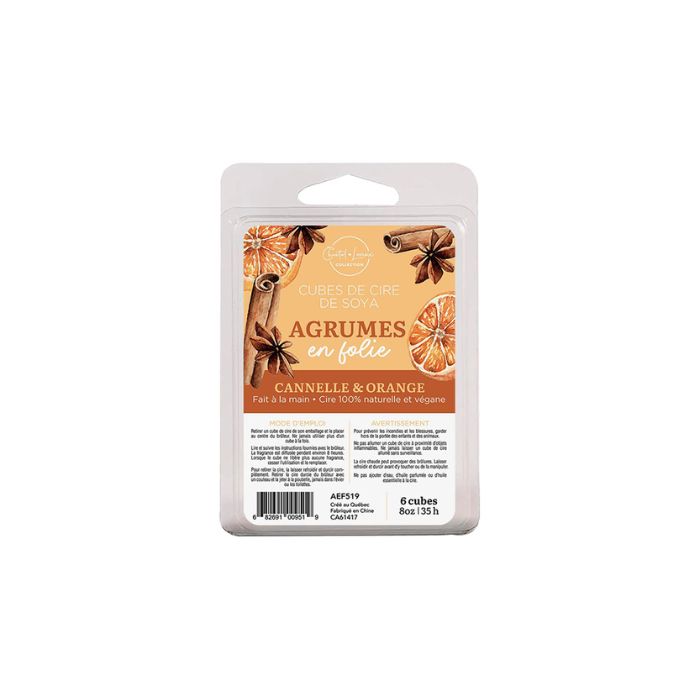 Cube de cire de soya Chantal Lacroix 8 oz agrumes et cannelle (paquet de 6)