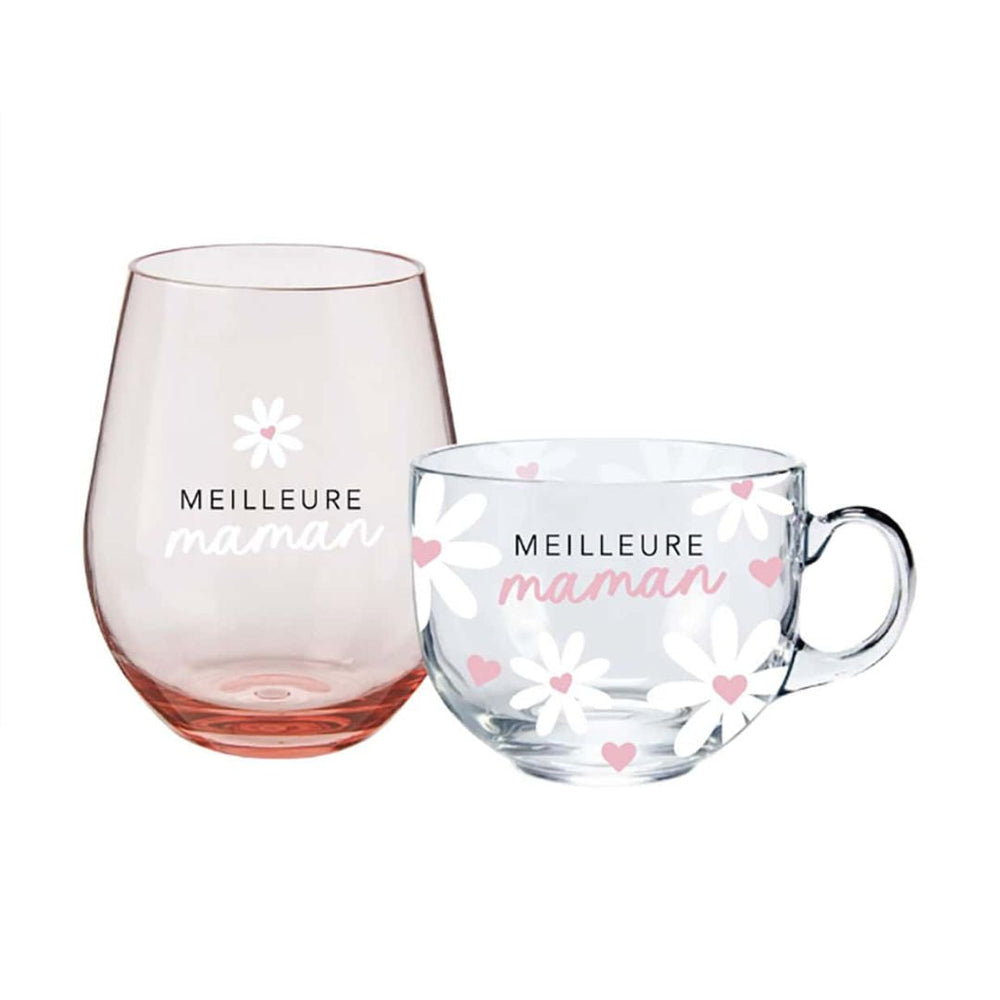 Ensemble de verre et tasse Meilleure maman