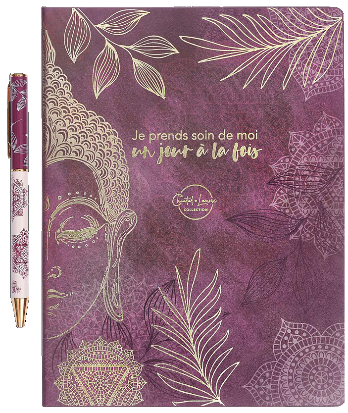 Cahier et stylo "Je prends soin de moi un jour à la fois"