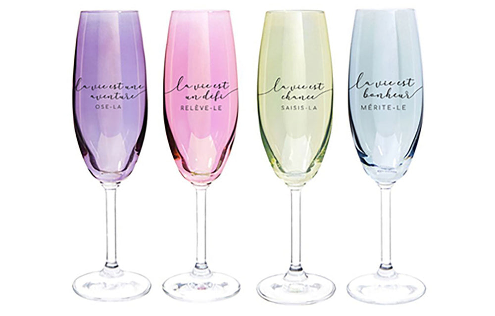 Ensemble de 4 verres à champagne La vie