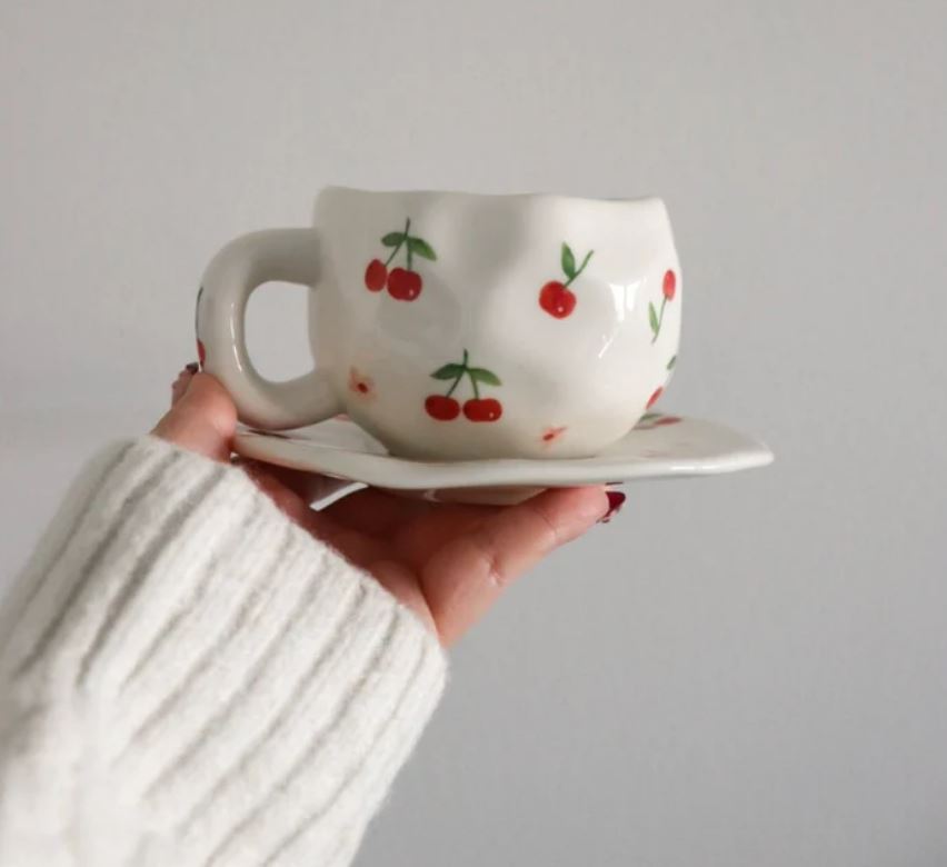 Ensemble tasse-bougie en porcelaine