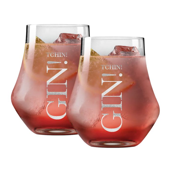 Ensemble de verres à gin 375 ml "Tchin! Gin!" (paquet de 2)