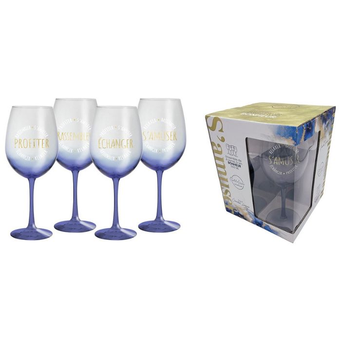 Verre à vin 500 ml Bonheur (paquet de 4)