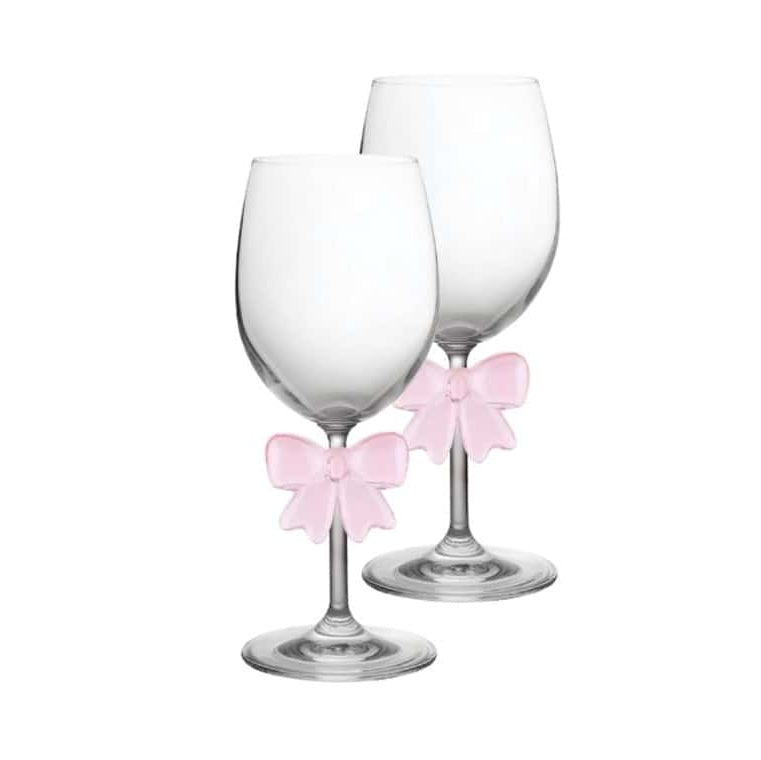 Ensemble de 2 coupes à vin avec boucle rose Chantal Lacroix