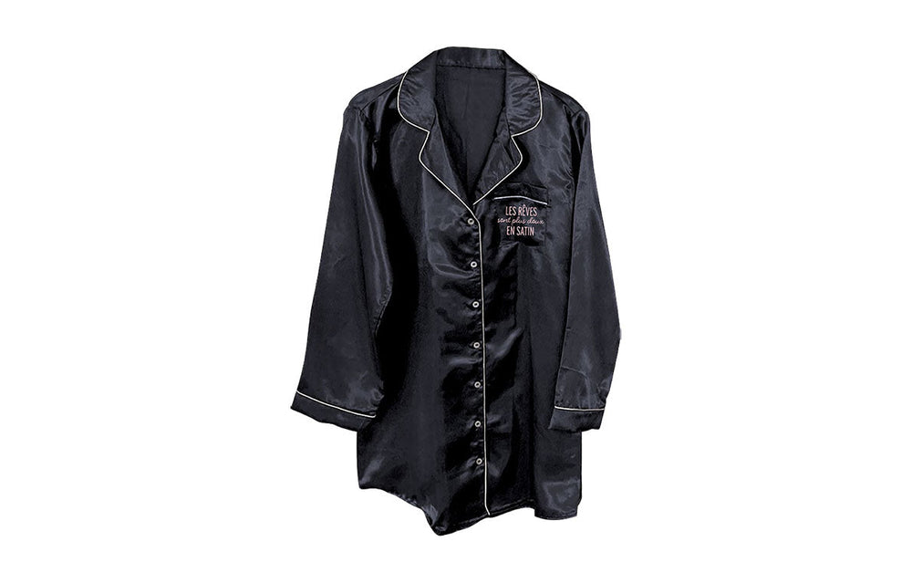 Chemisier de nuit en satin noir