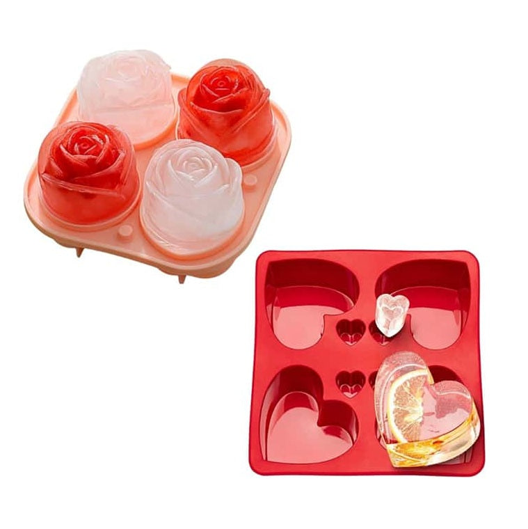 Moule à glaçons en forme de rose ou de coeur