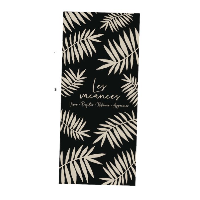 Serviette de plage 60 po x 84 po "Les vacances" noir/blanc