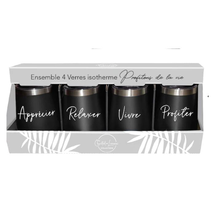 Ensemble de 4 verres isotherme Profitons de la vie