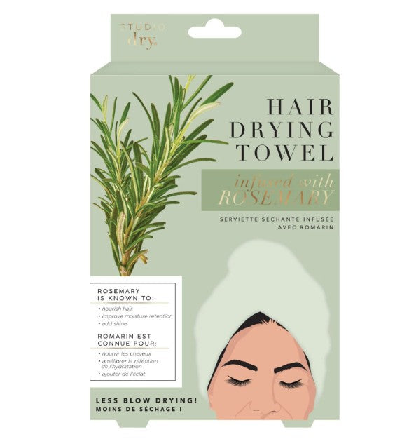 Serviette séchante pour cheveux infusée au romarin