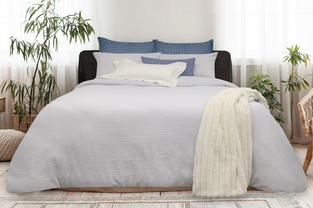 Ensemble de housse de couette Marguerite bleu pâle et blanc