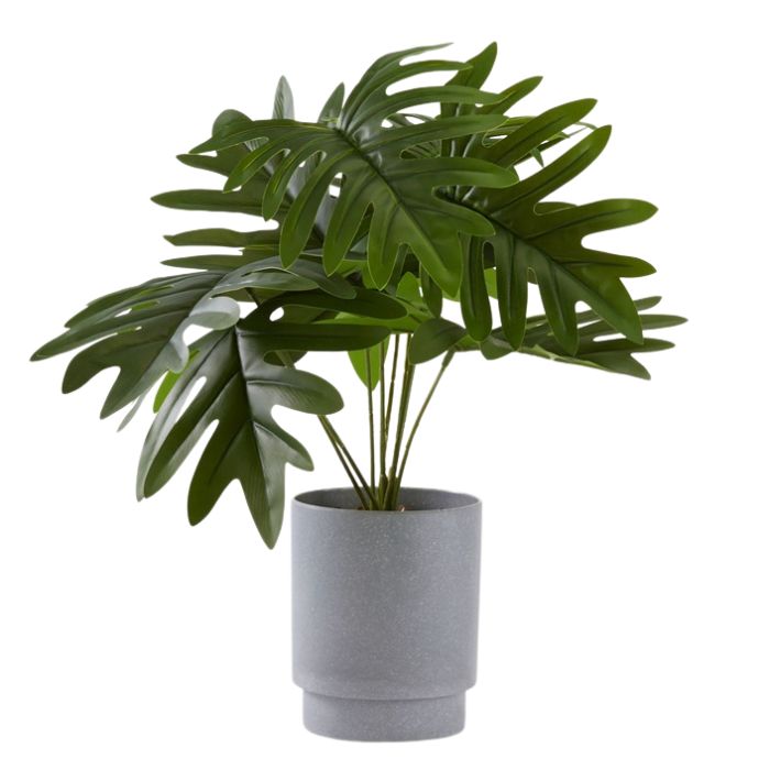 Plante verte philodendron artificielle 20 po dans pot en mélamine gris