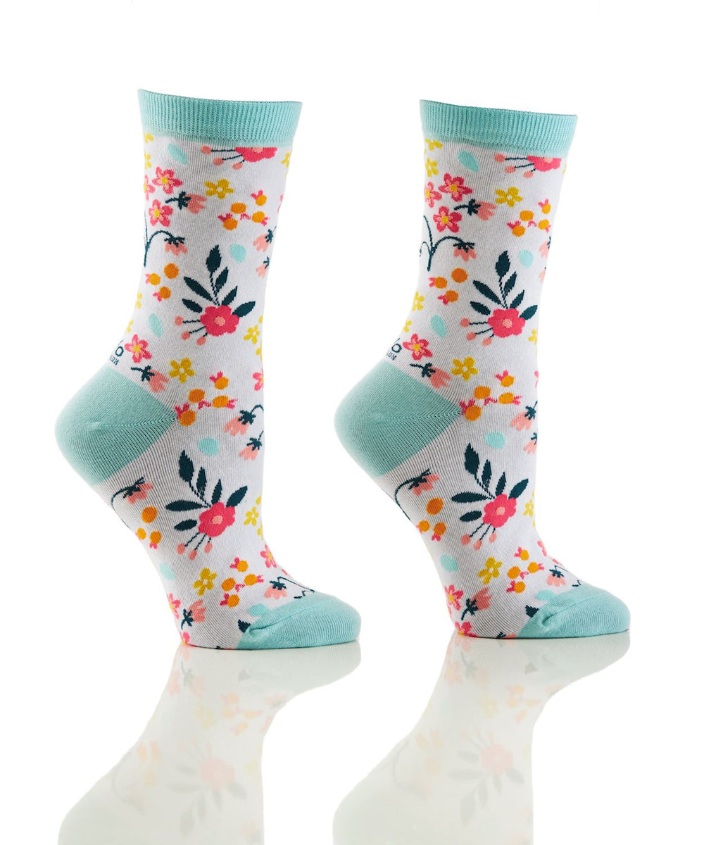 Bas pour femme Yo Sox floral blanc et bleu