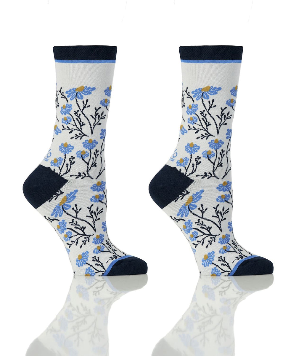 Bas pour femme Yo Sox fleurs bleues