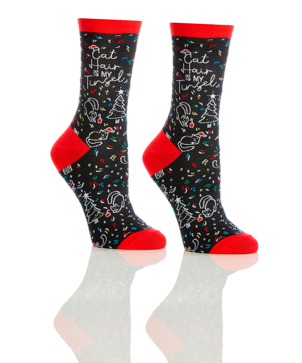Bas pour femme noir et rouge sapins