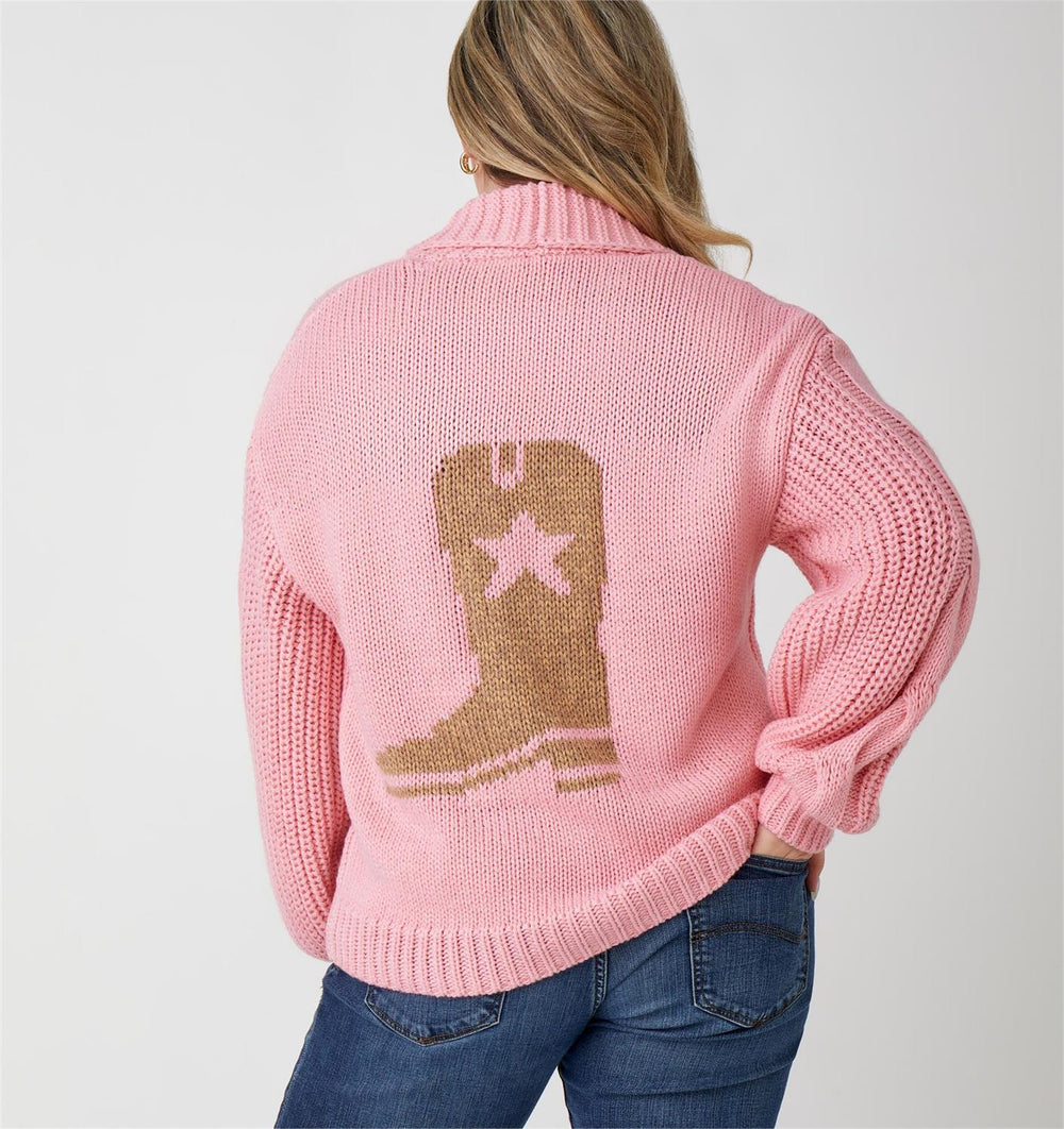 Cardigan en tricot cowgirl rose