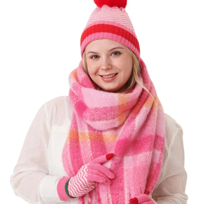 Foulard motif ton rose