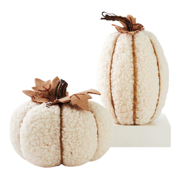 Citrouille en peluche 8 po x 7 po blanche et brune