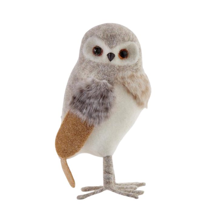 Hibou 10 po x 5 po x 11 po crème et brun