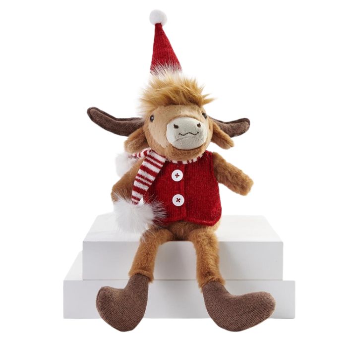 Vache highland brune en peluche 6 po x 21 po assise