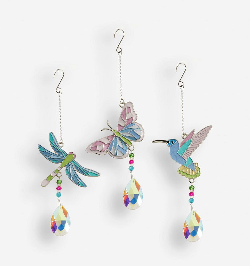 Attrape-soleil libellule ou papillon ou colibri en vitrail d'acrylique