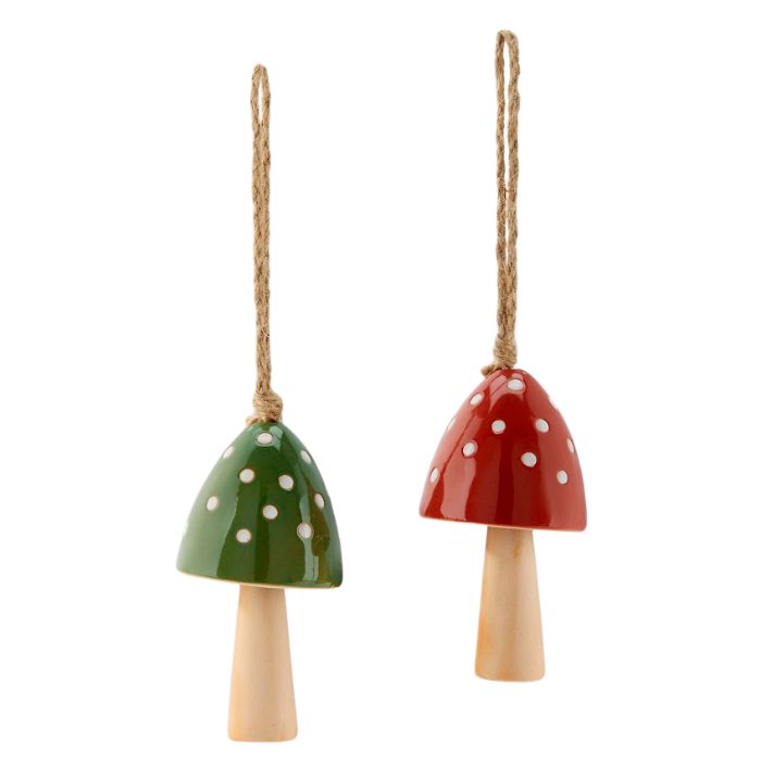 Carillon en céramique 3 po x 6 po forme de champignon