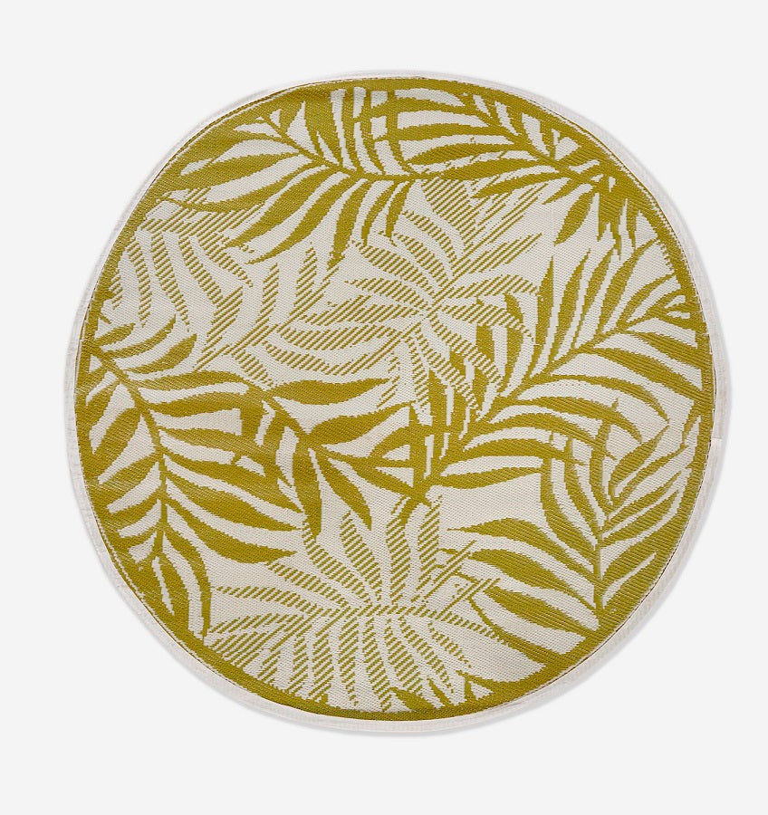 Tapis extérieur tissé rond 60 po Feuilles vertes