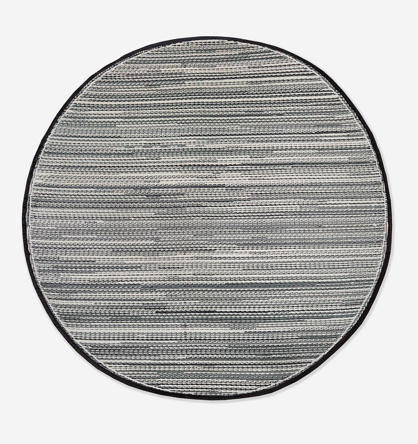 Tapis extérieur tissé rond 60 po Rayures grises