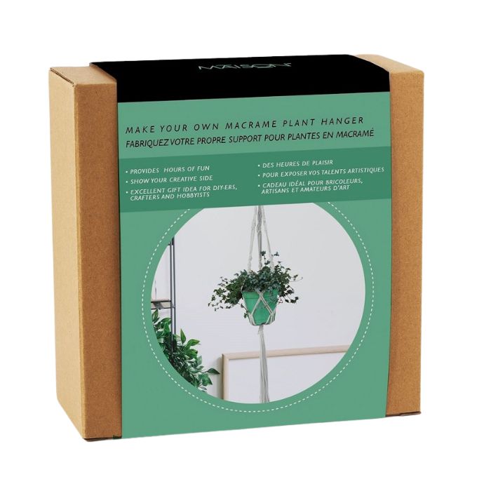 Ensemble DIY jardinière à suspendre en macramé gris