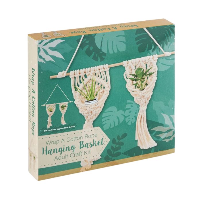 Ensemble DIY jardinière à suspendre en macramé beige