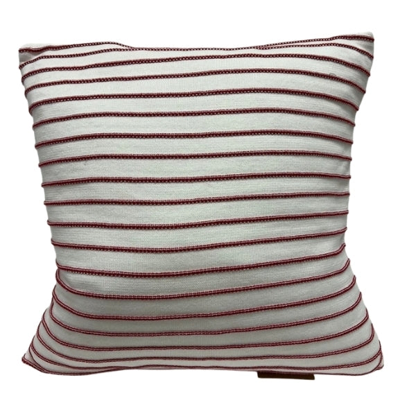 Coussin 20 po x 20 po 100% coton blanc rayé rouge